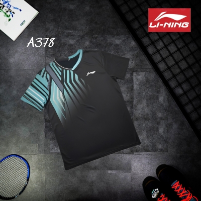 Áo cầu lông Lining A378 nam - Đen xanh ngọc