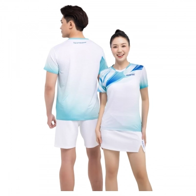 Áo cầu lông Victec PLV254 Nam - Trắng xanh ngọc