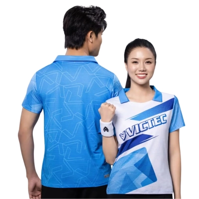 Áo cầu lông Victec Twist BAV01 nam - Xanh nhạt