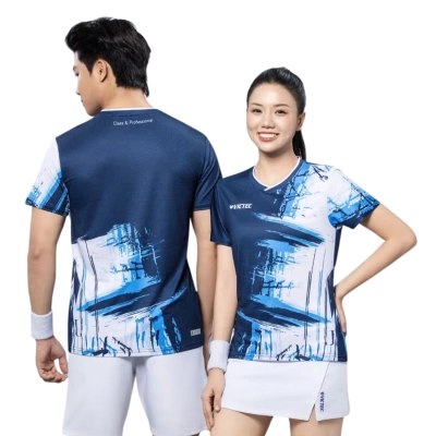Áo cầu lông Victec Wave VIC01 nam - Xanh navy