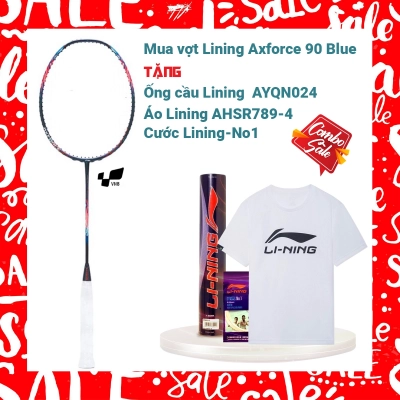 Combo Mua Vợt Cầu Lông Lining Axforce 90 Red tặng 1 ống cầu Lining AYQN024 + 1 cước Lining No.1 + 1 áo Lining AHSR789-9