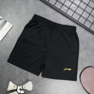 Quần cầu lông lining nam logo nhũ vàng Đen - mã 036